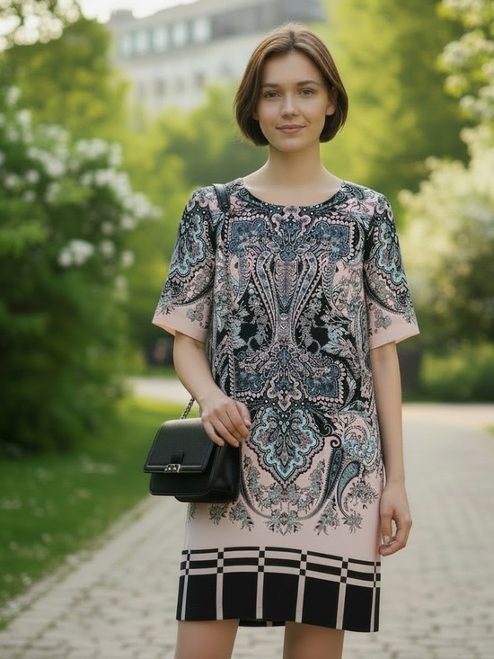 Chico's Dresses & Skirts - Chico’s Sz 0 Careerwear Paisley Shift Dress Pink Black Career Event Midi length